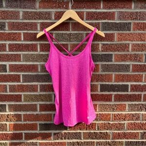 Bally Total Fitness Marled Pink Spaghetti Strap Athletic Tank Top